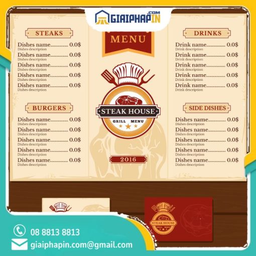 In menu/thực đơn