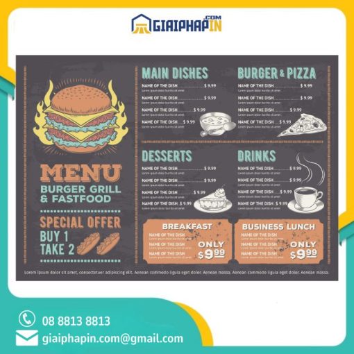 In menu/thực đơn