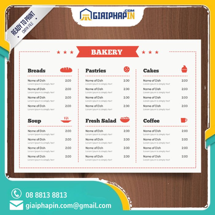 In menu/thực đơn