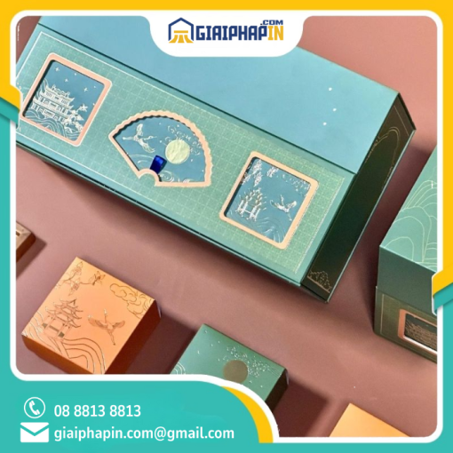In hộp 2 tầng đựng 6 bánh trung thu Ba Miền