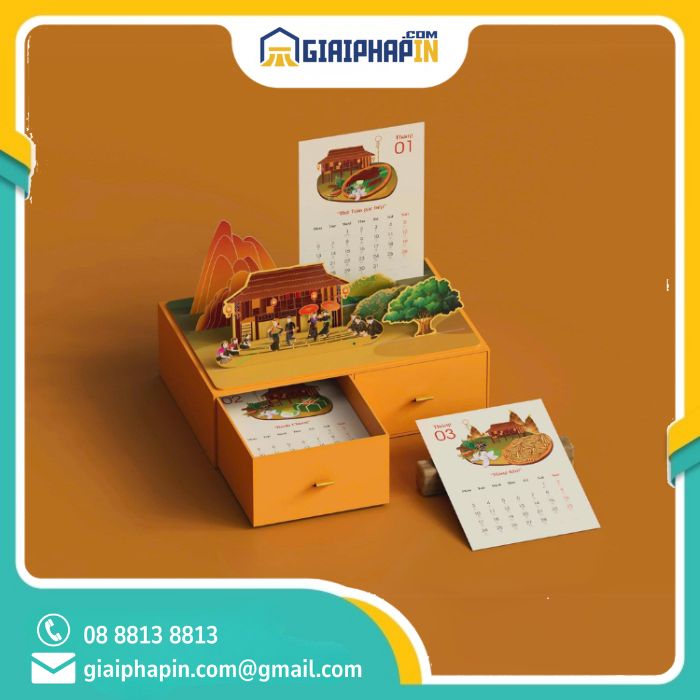In bộ lịch để bàn đặc biệt 3D - Bản Mơ