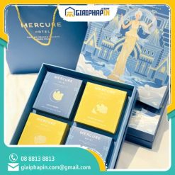 In hộp âm dương có đai đựng 4 bánh trung thu Mercure