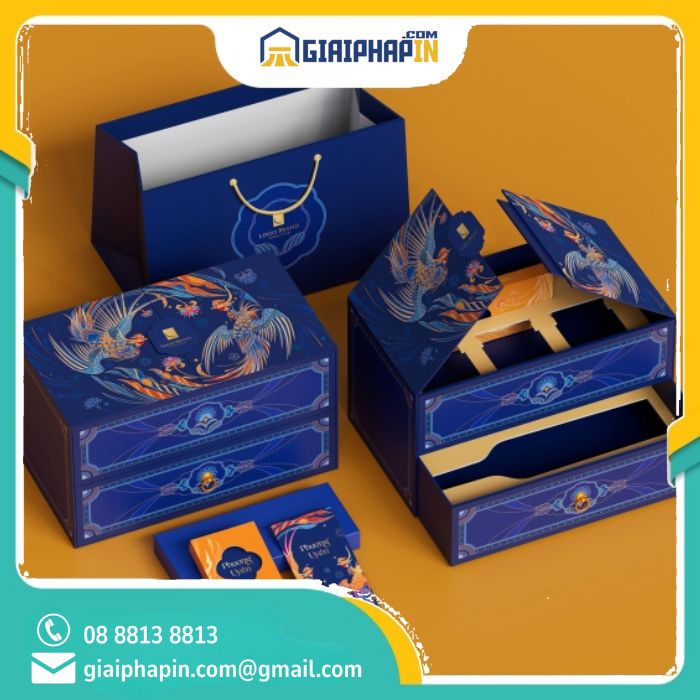 In hộp quà tết 2 tầng cao cấp - Phượng Uyển