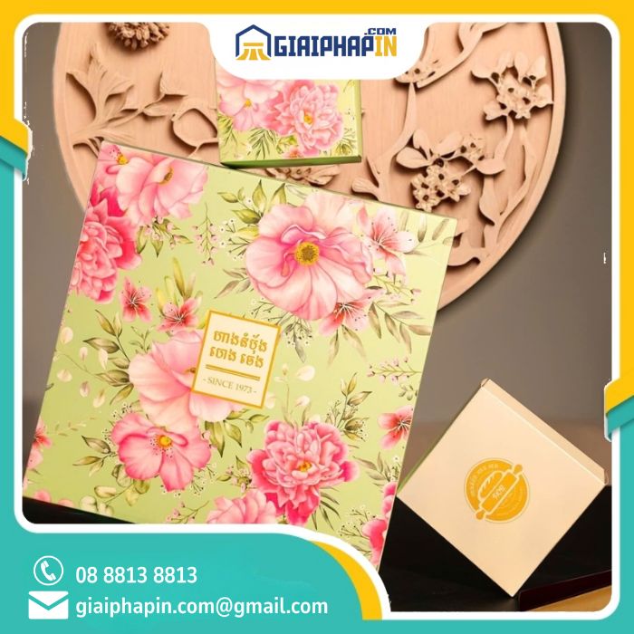 In hộp mềm âm dương đựng 4 bánh trung thu Heng Cheng Bakery