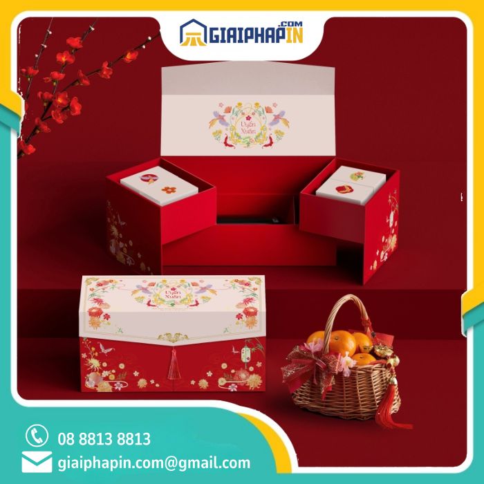 In hộp quà tết cao cấp 2 tầng - Uyển Xuân