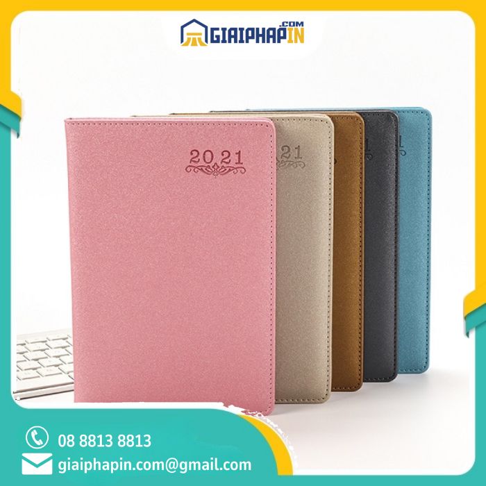 In sổ tay giả da vân ngang