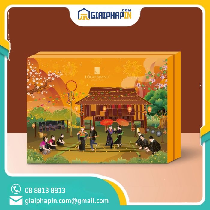 In hộp cứng đựng quà tết âm dương Bản Mơ