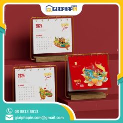In lịch gỗ để bàn đặc biệt Thuyền Xuân